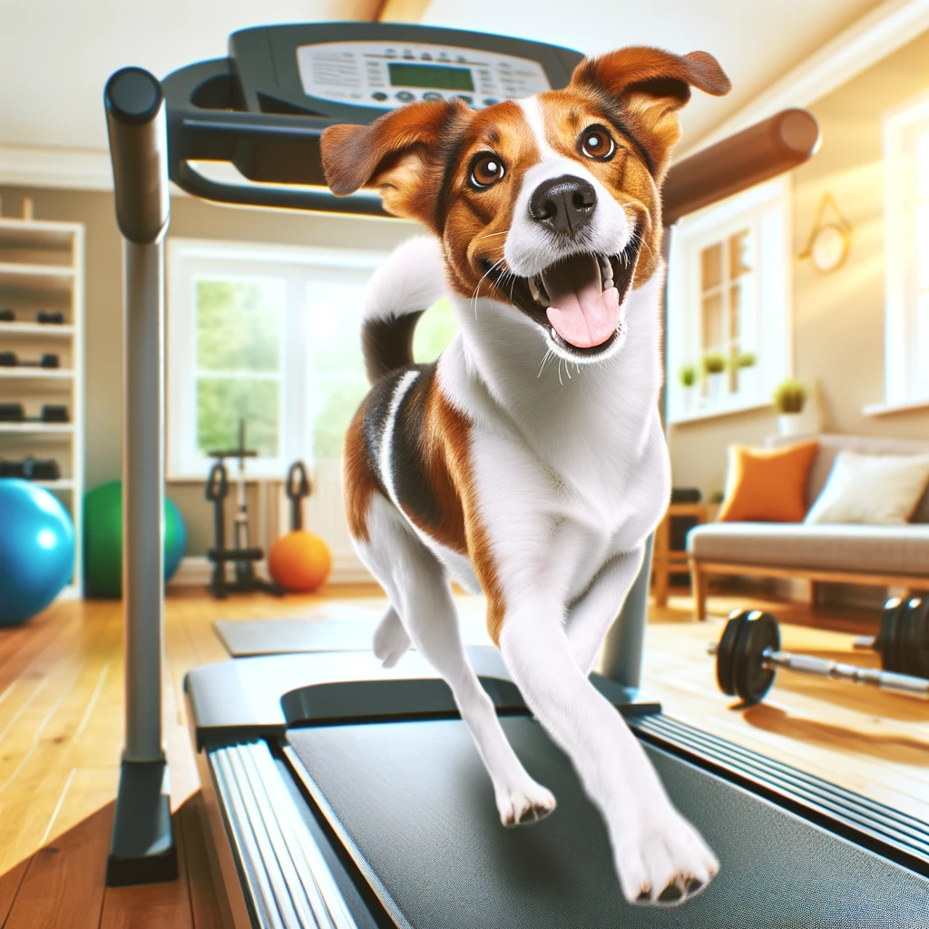 dog running on a treadmill workout exercise