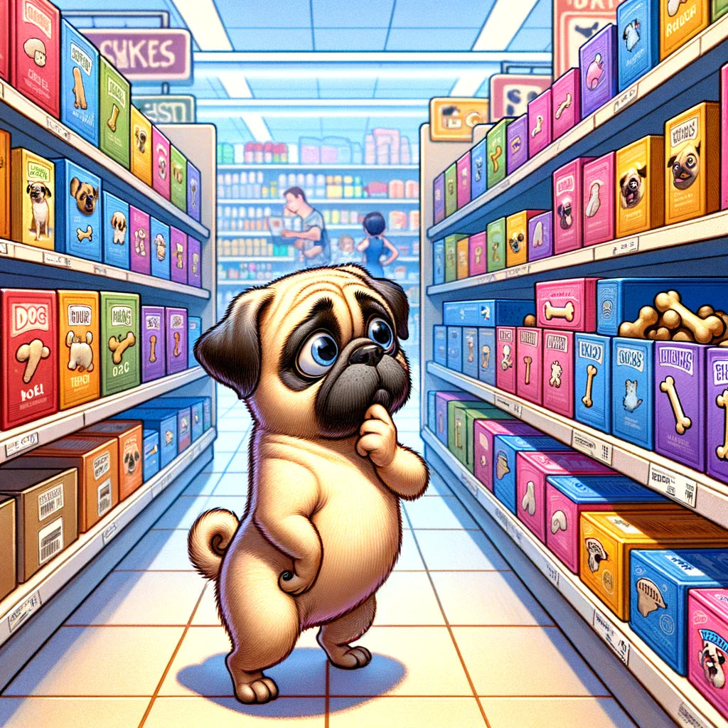 dog in a shopping aisle
