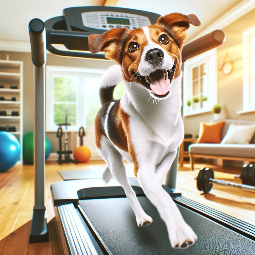 dog running on a treadmill workout exercise 